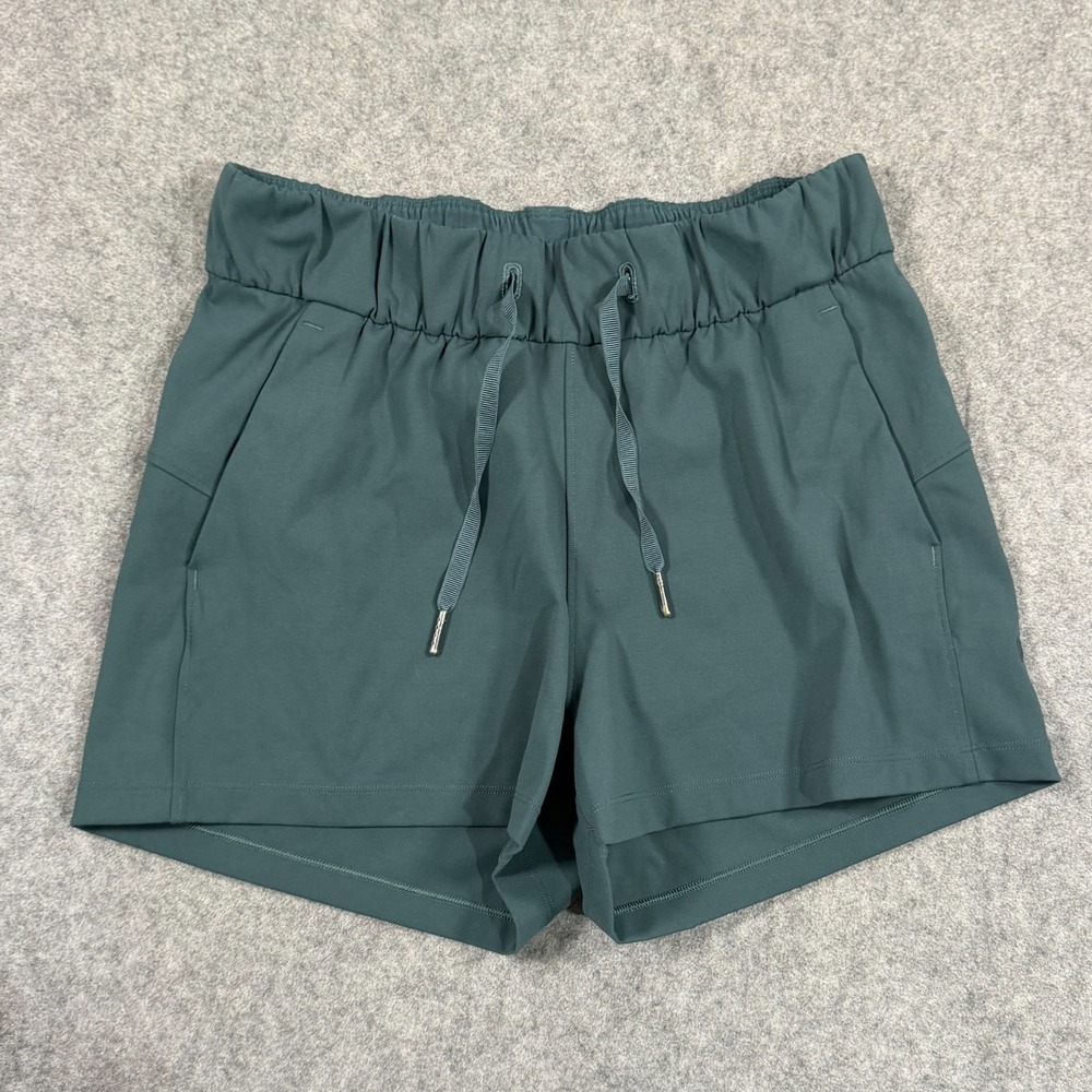 Lululemon Teal Shadow Green 2.5" On The Fly High Waist Shorts Women's Size 4